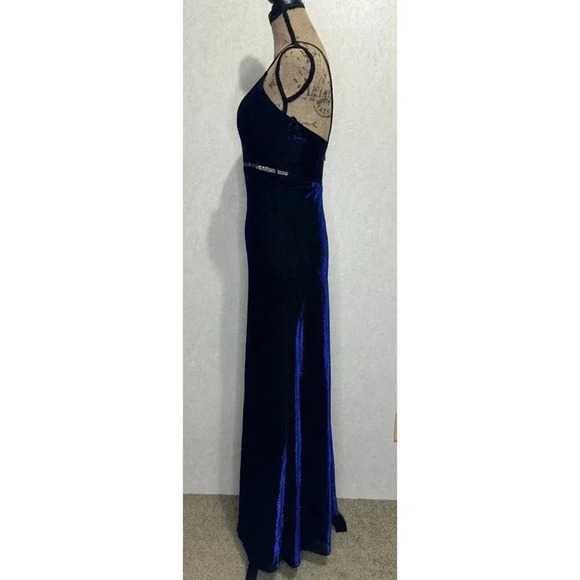 NADINE VINTAGE GowN Dress Iridescent Blue Beaded Sheer SMALL Sexy Prom BEAUTIFUL - Picture 11 of 14